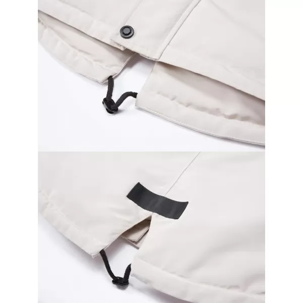 chouyatou Mens Winter Warm Faux Leather Spliced Padded Long Down Alternative Parka Coat Fur HoodOffwhite