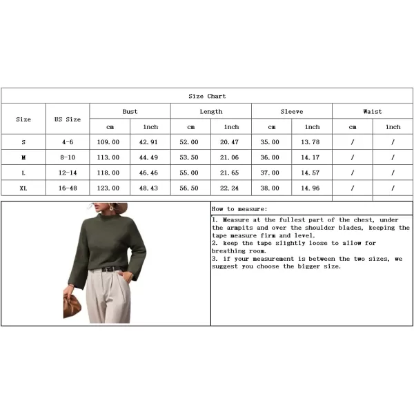 chouyatou Womens Fall Mock Neck Pullover Sweater Elegant Ribbed Knit Dressy Casual Sweater TopArmy Green