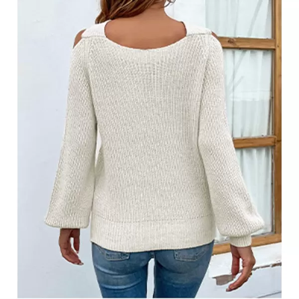 chouyatou Womens Fall Sexy Criss Cross Halter Neck Cold Shoulder Tops Cutout Knit SweaterApricot