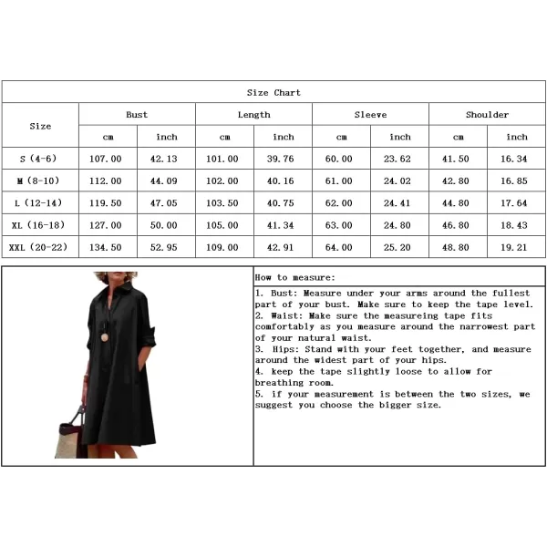 chouyatou Womens Spring Summer ButtonDown Shirt Dress Loose ALine Midi Shift Tunic DressBlack