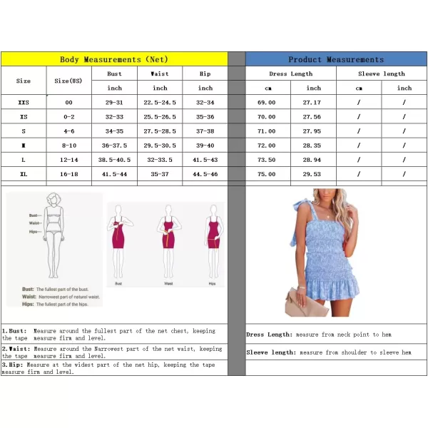 chouyatou Womens Summer Floral Spaghetti Strap Square Neck Ruffle Tie Mini Smocked DressLight Blue