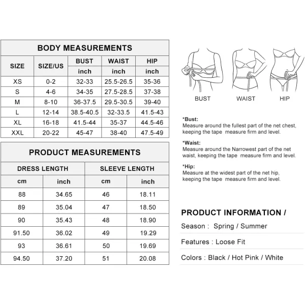 chouyatou Womens Summer Puff Sleeve Cotton Tunic Dress VNeck Mini Vacation Babydoll DressHot Pink