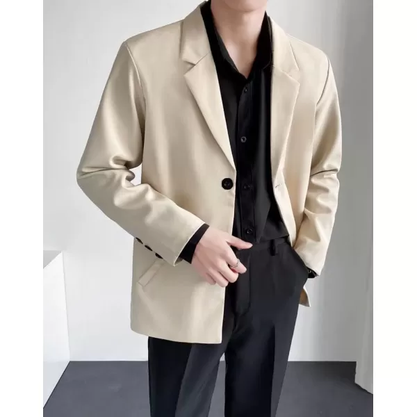 chouyatou Mens Casual Notched Lapel 2Button Work Office Blazer Jacket Sport CoatApricot