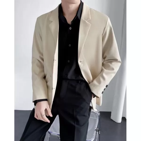 chouyatou Mens Casual Notched Lapel 2Button Work Office Blazer Jacket Sport CoatApricot