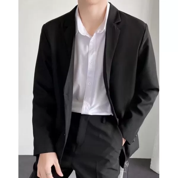 chouyatou Mens Casual Notched Lapel 2Button Work Office Blazer Jacket Sport CoatBlack