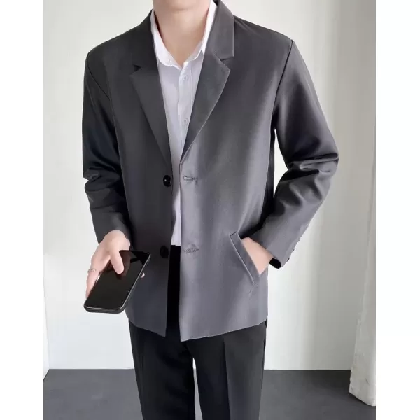 chouyatou Mens Casual Notched Lapel 2Button Work Office Blazer Jacket Sport CoatDark Gray