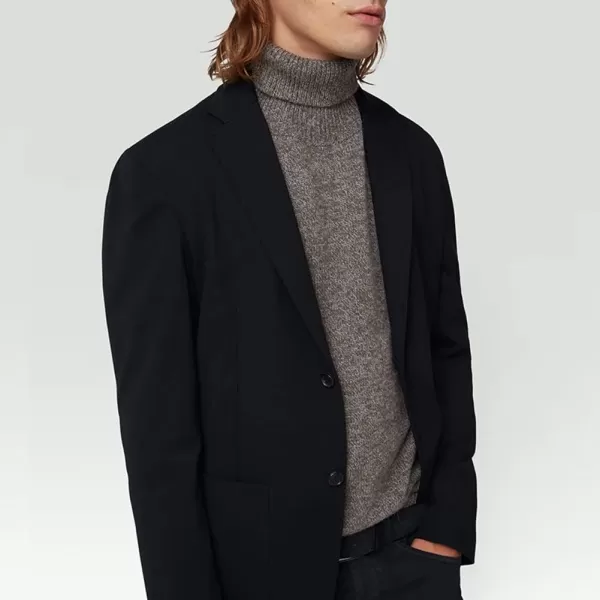 chouyatou Mens Fashion Notched Lapel 2 Button Work Office Blazer Jacket Sport CoatBlack