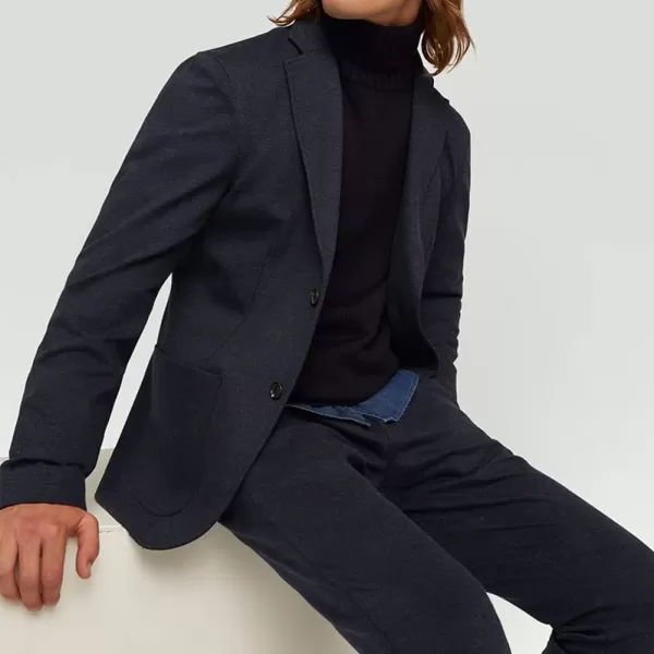 chouyatou Mens Fashion Notched Lapel 2 Button Work Office Blazer Jacket Sport CoatDark Blue