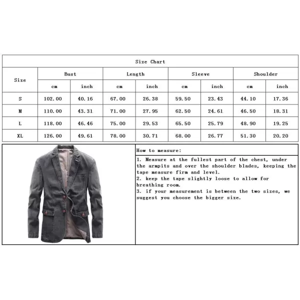 chouyatou Mens Notch Lapel Vintage Style Denim Suit Blazer Jacket Sport CoatGrey