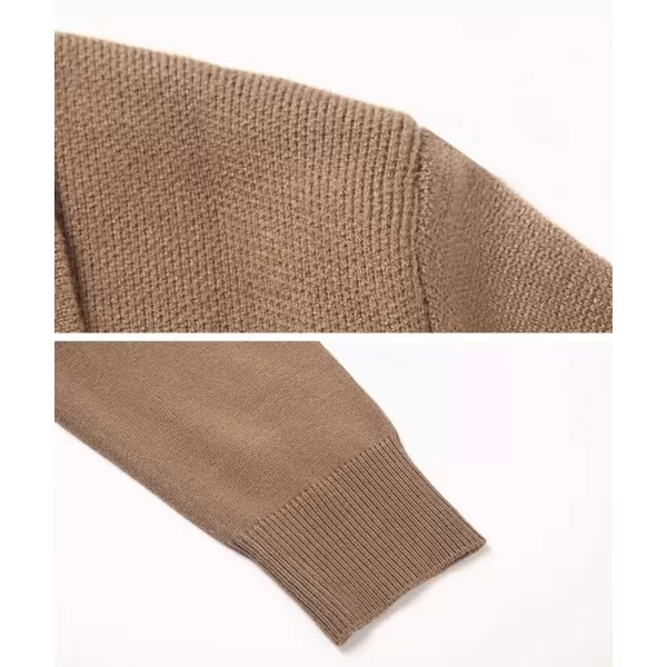 chouyatou Mens Notched Lapel 2 Button Slim Fit Business Casual Striped Knit Sweater Blazer Jacket Sport CoatCamel