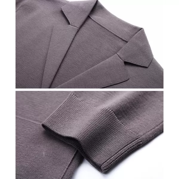 chouyatou Mens Notched Lapel Business Casual Knit Blazer Sweater Cardigan Jacket Sport CoatGray