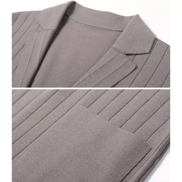 chouyatou Mens Notched Lapel Business Casual Knit Blazer Sweater Cardigan Jacket Sport CoatRibbed Gray