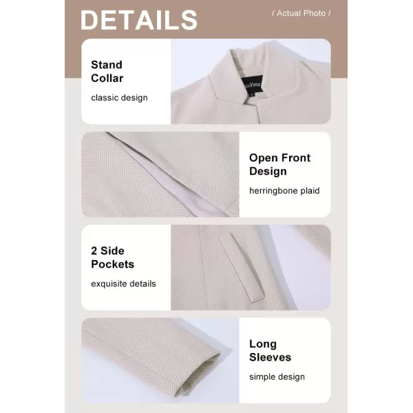 chouyatou Womens Casual Business Open Front Long Sleeve Notch Lapel Office Blazer JacketApricot