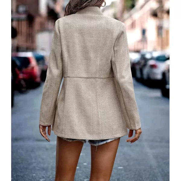 chouyatou Womens Casual Business Open Front Long Sleeve Notch Lapel Office Blazer JacketApricot