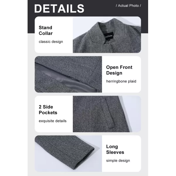 chouyatou Womens Casual Business Open Front Long Sleeve Notch Lapel Office Blazer JacketBlack
