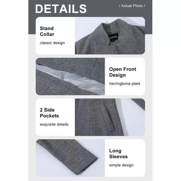 chouyatou Womens Casual Business Open Front Long Sleeve Notch Lapel Office Blazer JacketGrey