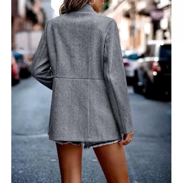 chouyatou Womens Casual Business Open Front Long Sleeve Notch Lapel Office Blazer JacketGrey
