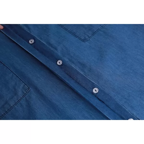 chouyatou Womens Casual Distressed Button Down Sleeveless Denim Jean Shirt TopsMedium Blue