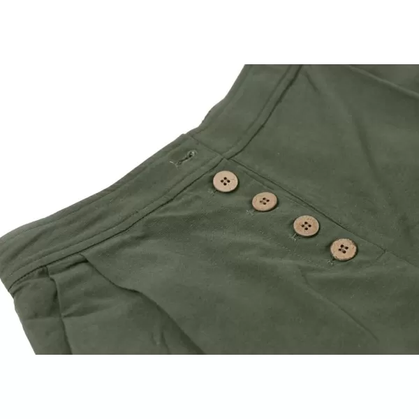 chouyatou Womens Summer High Waisted Cotton Linen Palazzo Wide Leg Casual Pants with PocketsGreen
