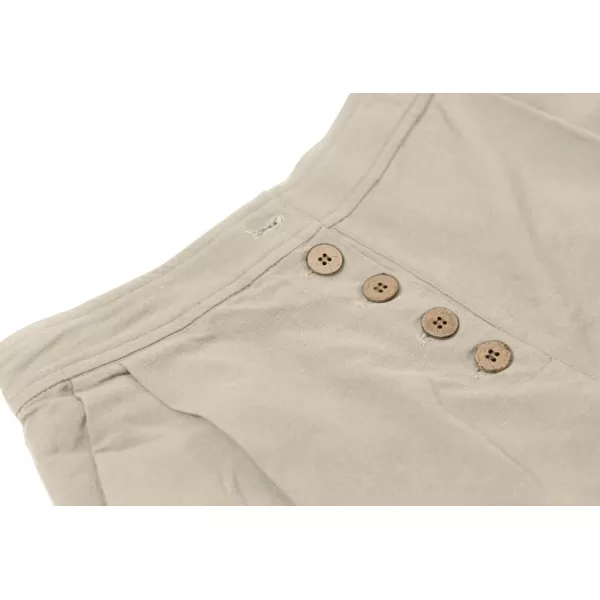 chouyatou Womens Summer High Waisted Cotton Linen Palazzo Wide Leg Casual Pants with PocketsKhaki