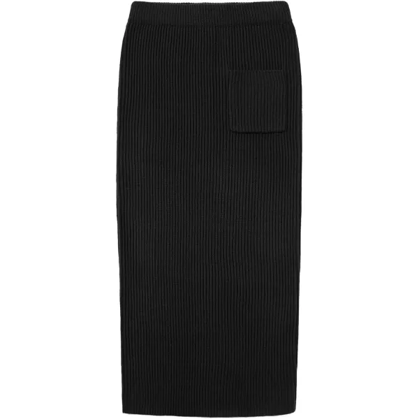 chouyatou Womens Turtleneck 2 Piece Outfits Ribbed Knit Sweater Midi Pencil Skirt SetBlack