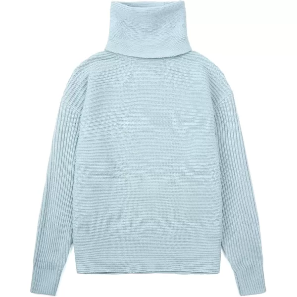 chouyatou Womens Turtleneck 2 Piece Outfits Ribbed Knit Sweater Midi Pencil Skirt SetBlue