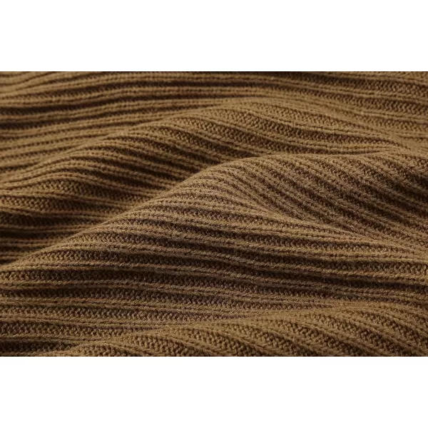 chouyatou Womens Turtleneck 2 Piece Outfits Ribbed Knit Sweater Midi Pencil Skirt SetBrown