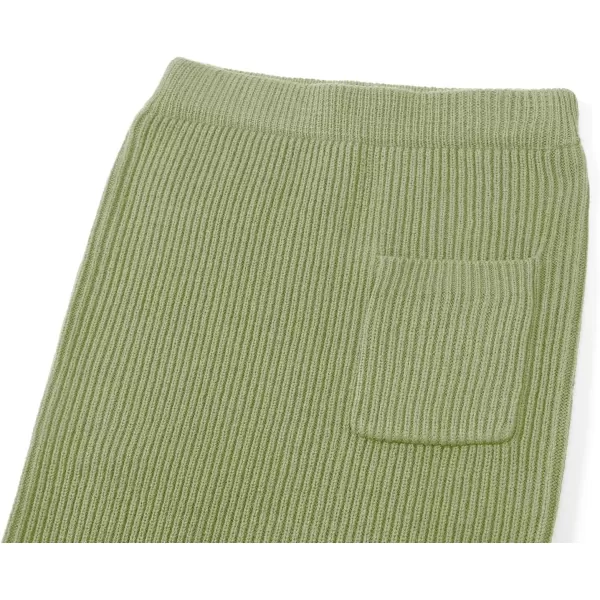 chouyatou Womens Turtleneck 2 Piece Outfits Ribbed Knit Sweater Midi Pencil Skirt SetGrass Green