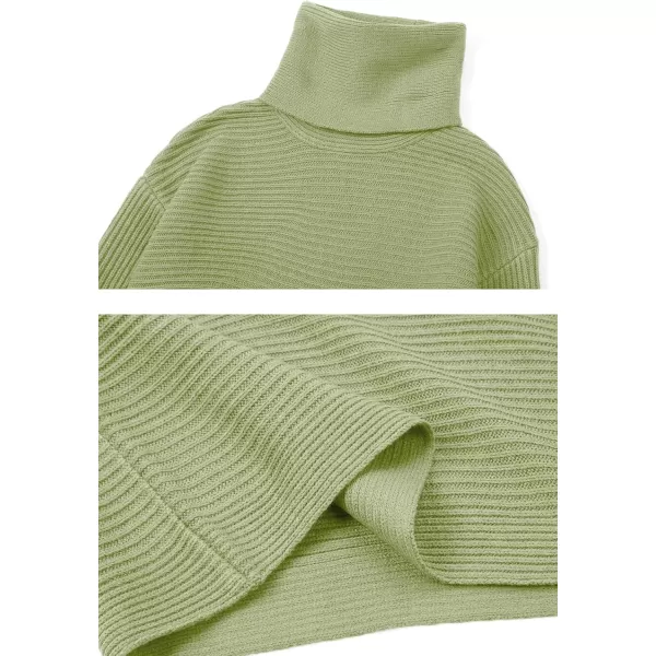 chouyatou Womens Turtleneck 2 Piece Outfits Ribbed Knit Sweater Midi Pencil Skirt SetGrass Green