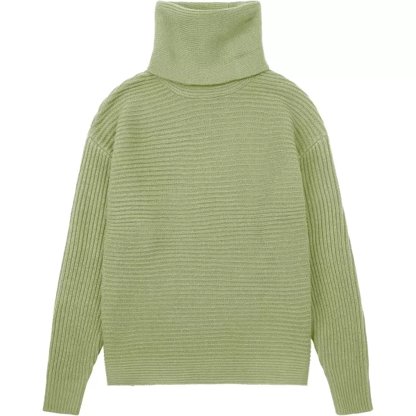 chouyatou Womens Turtleneck 2 Piece Outfits Ribbed Knit Sweater Midi Pencil Skirt SetGrass Green