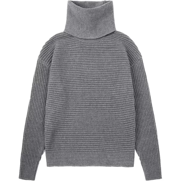 chouyatou Womens Turtleneck 2 Piece Outfits Ribbed Knit Sweater Midi Pencil Skirt SetGray