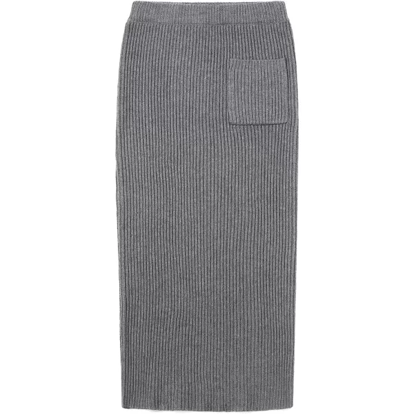 chouyatou Womens Turtleneck 2 Piece Outfits Ribbed Knit Sweater Midi Pencil Skirt SetGray