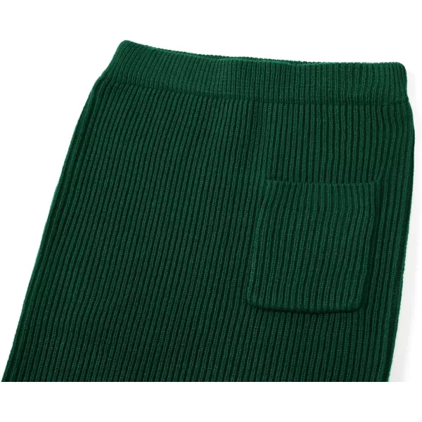 chouyatou Womens Turtleneck 2 Piece Outfits Ribbed Knit Sweater Midi Pencil Skirt SetGreen