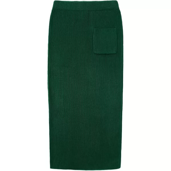 chouyatou Womens Turtleneck 2 Piece Outfits Ribbed Knit Sweater Midi Pencil Skirt SetGreen