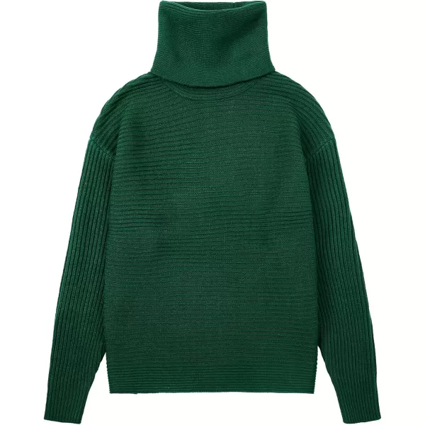 chouyatou Womens Turtleneck 2 Piece Outfits Ribbed Knit Sweater Midi Pencil Skirt SetGreen