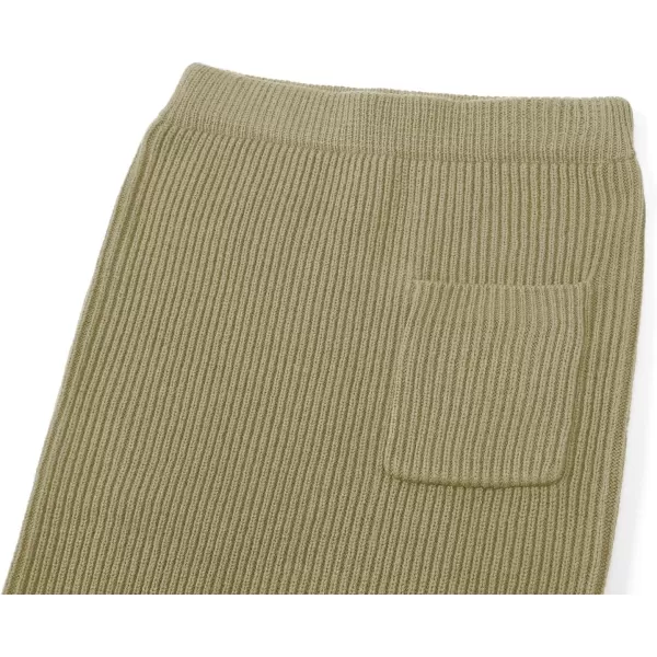 chouyatou Womens Turtleneck 2 Piece Outfits Ribbed Knit Sweater Midi Pencil Skirt SetKhaki