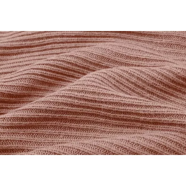 chouyatou Womens Turtleneck 2 Piece Outfits Ribbed Knit Sweater Midi Pencil Skirt SetPink