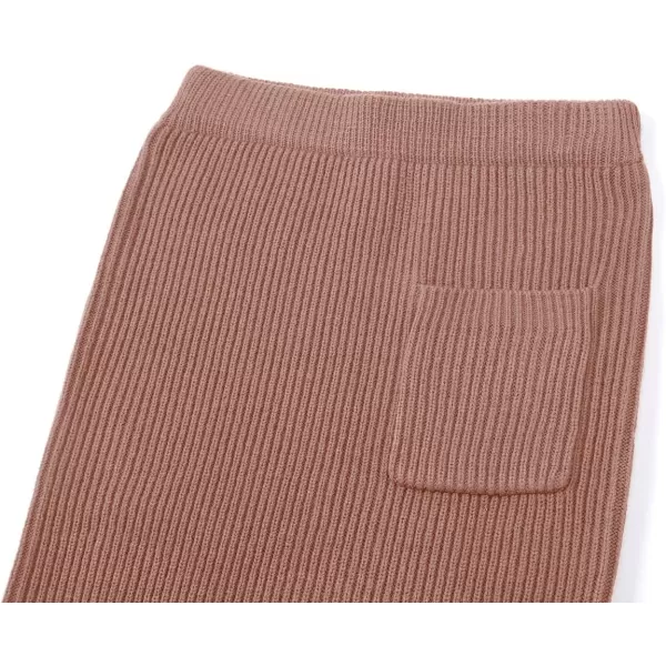 chouyatou Womens Turtleneck 2 Piece Outfits Ribbed Knit Sweater Midi Pencil Skirt SetPink