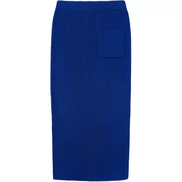 chouyatou Womens Turtleneck 2 Piece Outfits Ribbed Knit Sweater Midi Pencil Skirt SetRoyal Blue