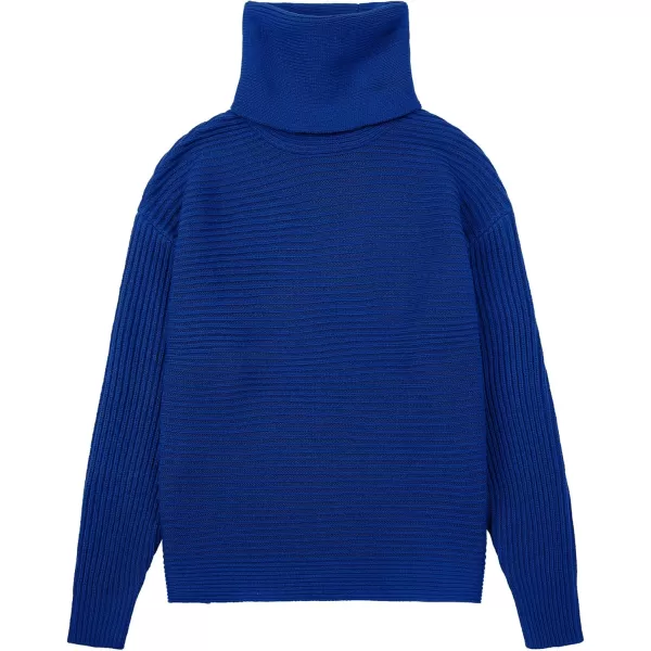 chouyatou Womens Turtleneck 2 Piece Outfits Ribbed Knit Sweater Midi Pencil Skirt SetRoyal Blue