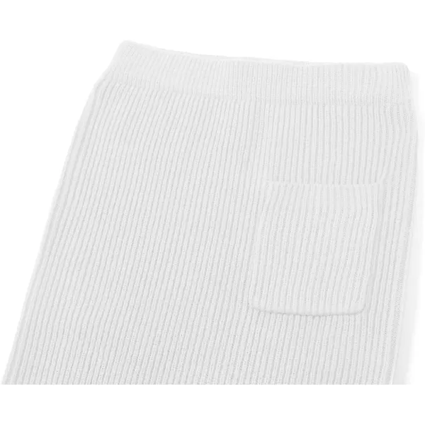 chouyatou Womens Turtleneck 2 Piece Outfits Ribbed Knit Sweater Midi Pencil Skirt SetWhite