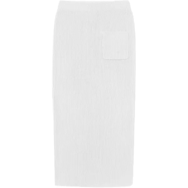 chouyatou Womens Turtleneck 2 Piece Outfits Ribbed Knit Sweater Midi Pencil Skirt SetWhite