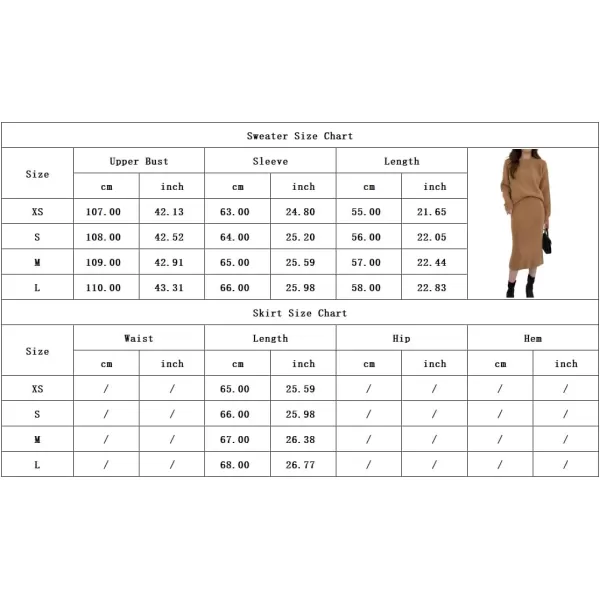 chouyatou Womens Two Piece Sweater Skirt Sets Knit Sweater Top Bodycon Skirt 2 Piece OutfitsBlack