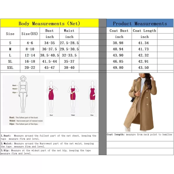chouyatou Womens Winter Lapel Double Breasted Office Work Long Wool Pea Coat OvercoatCamel