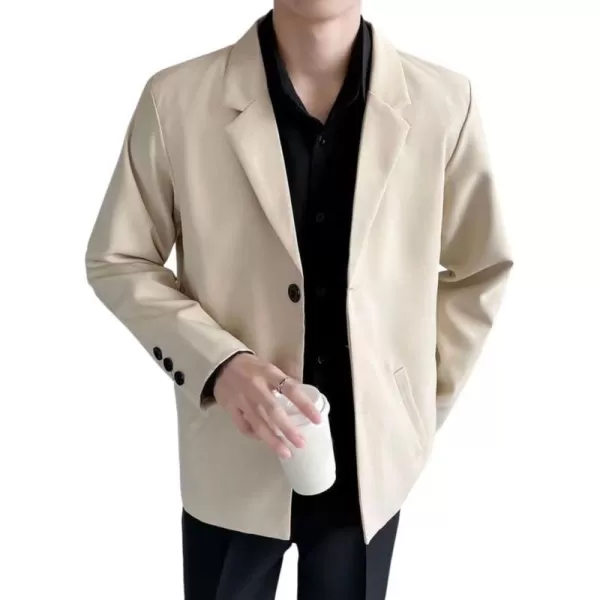 chouyatou Mens Casual Notched Lapel 2Button Work Office Blazer Jacket Sport CoatApricot