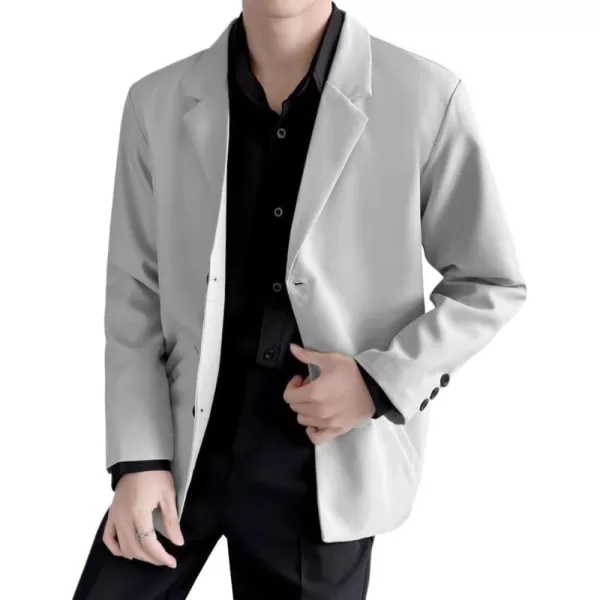 chouyatou Mens Casual Notched Lapel 2Button Work Office Blazer Jacket Sport CoatLight Gray
