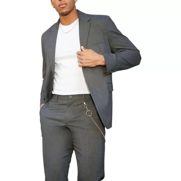 chouyatou Mens Fashion Lapel 2 Button Business Casual Blazer Jacket Sport CoatGray