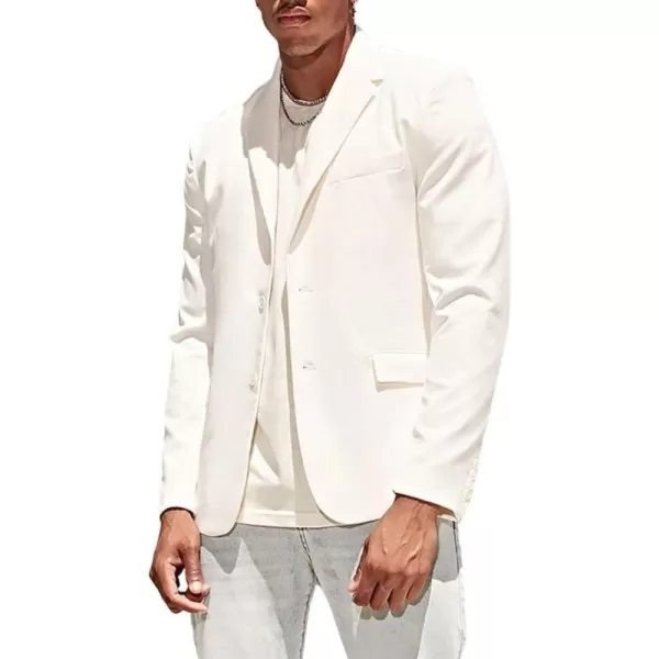 chouyatou Mens Fashion Lapel 2 Button Business Casual Blazer Jacket Sport CoatWhite