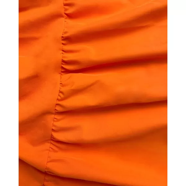 chouyatou Womens 2 Piece Outfits Spaghetti Strap Crop Top and Smocked Waist Ruffle Swing Long Skirt SetOrange