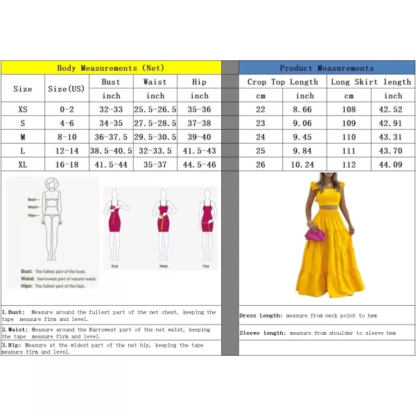 chouyatou Womens 2 Piece Outfits Spaghetti Strap Crop Top and Smocked Waist Ruffle Swing Long Skirt SetOrange